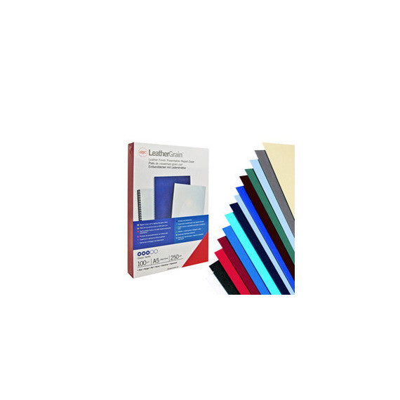 Copertine Leathergrain - A4 - 250 gr - bianco goffrato - GBC - scatola 100 pezzi