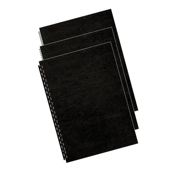 Copertine per rilegatura - A4 - cartoncino groffrato semilpelle - 240 gr - nero - Fellowes - conf.100 pezzi