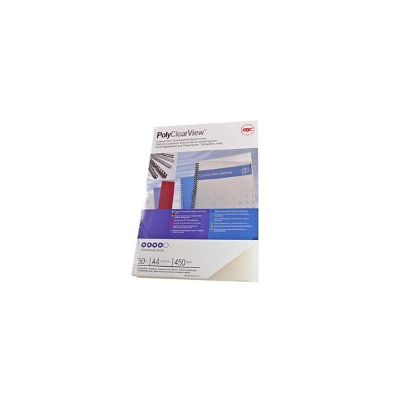 Copertine PolyClear View - A4 - 300 micron - PPL - neutro trasparente opaco - GBC - conf. 100 pezzi