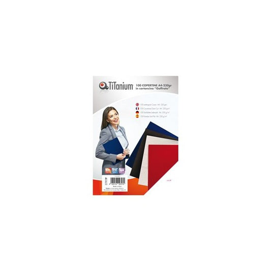 Copertine rilegatura - A4 - 230 gr - cartoncino goffrato - blu - Titanium - scatola 100 pezzi