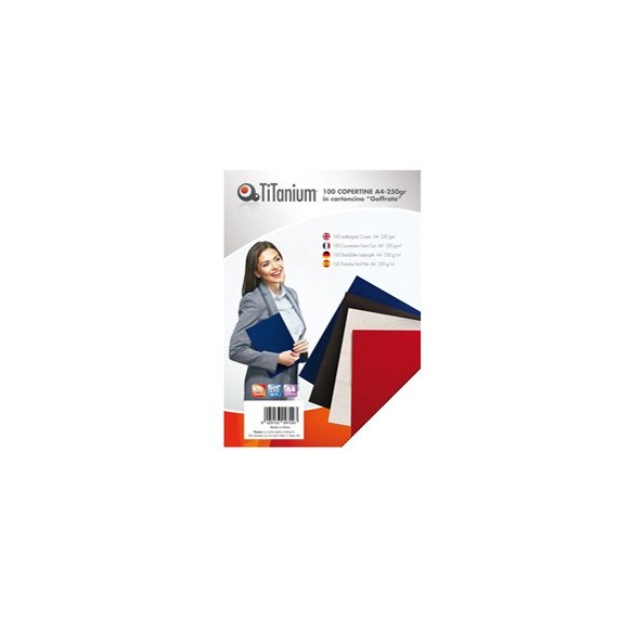 Copertine rilegatura - A4 - 250 gr - cartoncino goffrato - nero - Titanium - scatola 100 pezzi