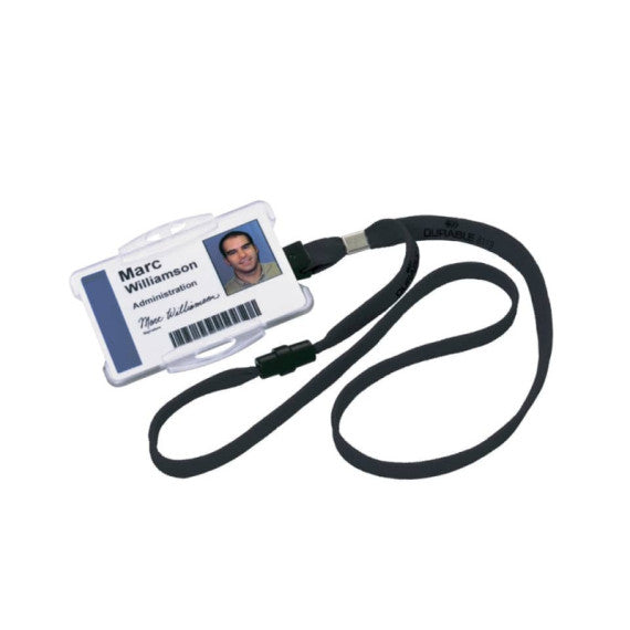 Cordoncino per portabadge DURABLE tessuto nero 10mm x 44cm  conf. 10 - 811901