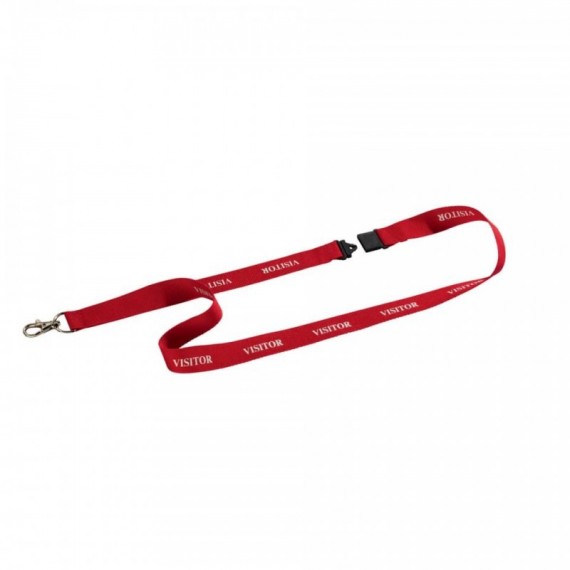 Cordoncino portabadge VISITOR DURABLE cordoncini VISITOR in tessuto rosso 20mm x 44cm  conf. da 10 - 823803