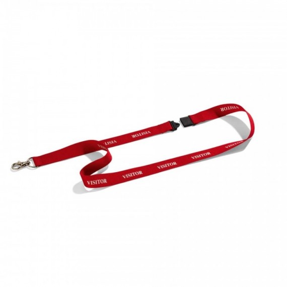 Cordoncino portabadge VISITOR DURABLE cordoncini VISITOR in tessuto rosso 20mm x 44cm  conf. da 10 - 823803