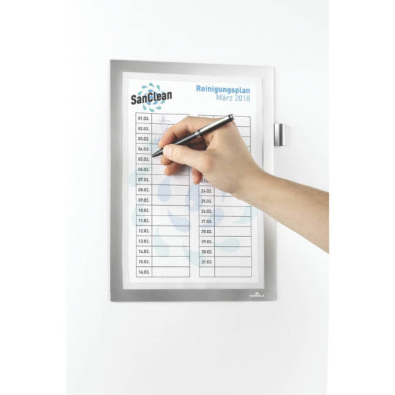 Cornice espositiva adesiva DURABLE DURAFRAME® NOTE A5 argento metallizzato - 499423