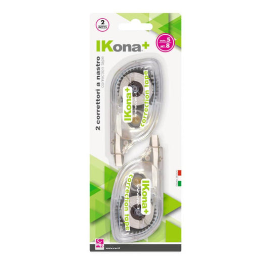 Correttore a nastro IKona+ in blister da 2 pezzi - 5 mm x 8 m - 09215