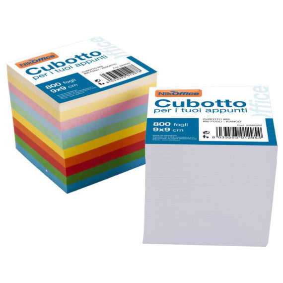 Cubo in carta Nikoffice da 800 fogli formato 9x9 cm colore bianco - 30NIK050