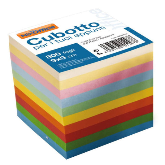 Cubo in carta Nikoffice da 800 fogli formato 9x9 cm colori assortiti - 30NIK052