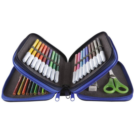 Display 12 astucci Nikoffice a 3 zip - colori jeans e mimetic - 32NIK209