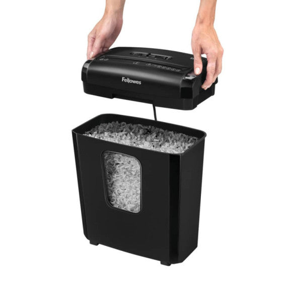 Distruggidocumenti Fellowes a miniframmento da 4x12 mm - 6 ff - ciclo continuo 5 min - 13 L - 4631101