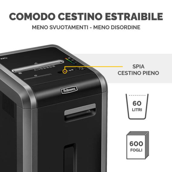 Distruggidocumenti uso frequente FELLOWES Powershred 225Ci P-4 60 L taglio a frammento 4x38 mm - 4622003