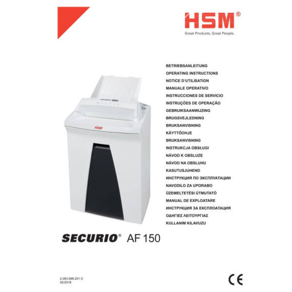 Distruggidocumenti uso frequente HSM SECURIO AF150 P-4 35 L - taglio a frammenti 4,5x30 mm - bianco - 2083111