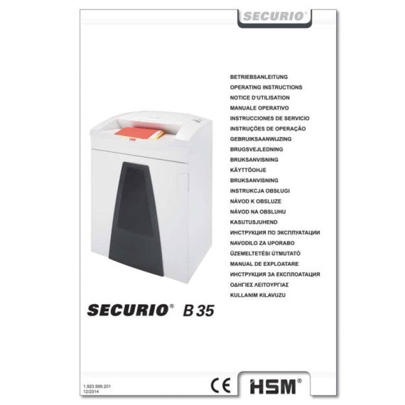 Distruggidocumenti uso frequente HSM SECURIO B35 P-2 - 130 L - taglio a strisce 5,8 mm - bianco1921111