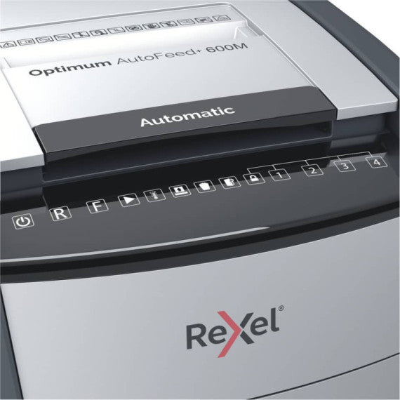 Distruggidocumenti uso frequente Optimum AutoFeed+ 600M EU Rexel P-5 110L taglio a frammenti 2x15 mm - nero - 2020600MEU