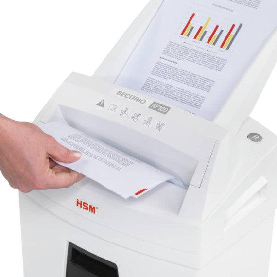 Distruggidocumenti uso frequente per alti volumi HSM SECURIO AF100 P-4 25 L taglio frammenti 4x25 mm bianco 2063111