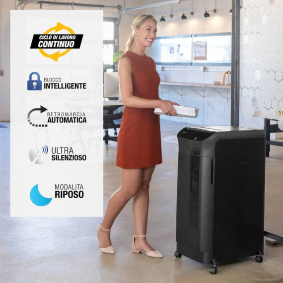 Distruggidocumenti uso moderati FELLOWES AutoMax? 550C - P-4 - 83 L - taglio a frammenti 4x38mm - nero - 4963101
