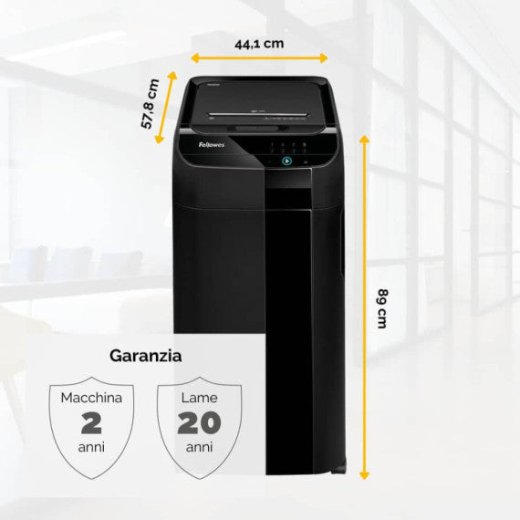 Distruggidocumenti uso moderati FELLOWES AutoMax? 550C - P-4 - 83 L - taglio a frammenti 4x38mm - nero - 4963101