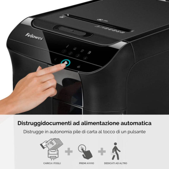 Distruggidocumenti uso moderati FELLOWES AutoMax? 550C - P-4 - 83 L - taglio a frammenti 4x38mm - nero - 4963101