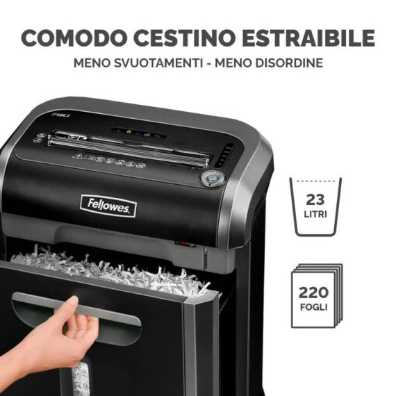 Distruggidocumenti uso moderato FELLOWES Powershred® 79Ci - P-4 - 23 L - taglio a frammenti 4x38 mm - 4679004