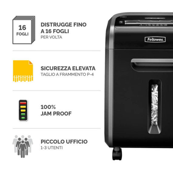 Distruggidocumenti uso moderato FELLOWES Powershred® 79Ci - P-4 - 23 L - taglio a frammenti 4x38 mm - 4679004