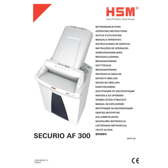 Distruggidocumenti uso moderato HSM SECURIO AF300 alim. automatica - P-4 35 L - taglio a frammenti 4,5x30 mm 2093121