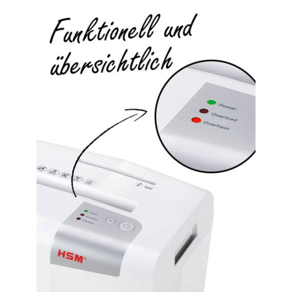 Distruggidocumenti uso moderato HSM Shredstar S10 - P-2 - 18 L - taglio a strisce 6 mm - bianco/argento - 1042121