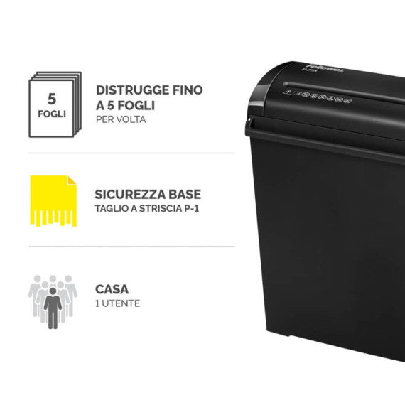 Distruggidocumenti uso personale Fellowes Powershred® P-25S - P-1 - 11 L taglio a strisce 7 mm - 4701001