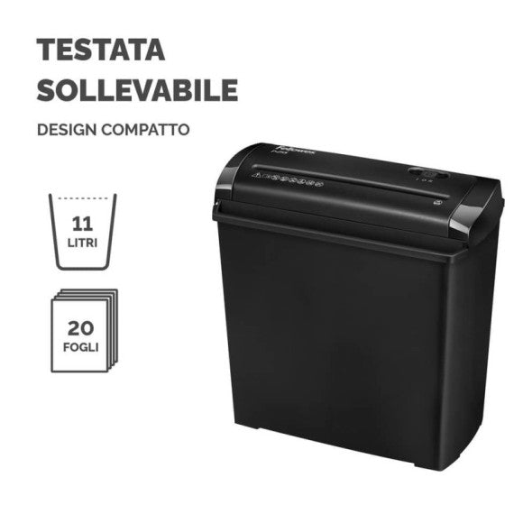 Distruggidocumenti uso personale Fellowes Powershred® P-25S - P-1 - 11 L taglio a strisce 7 mm - 4701001