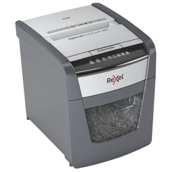 Distruggidocumenti uso personale Rexel Optimum AutoFeed+ 50X EU - P-4 - 20 L - taglio frammenti 4x28 mm nero 2020050XEU