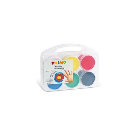 Ditacolor colori a dita - 100ml  - c/pennello - Primo - valigetta 6 colori