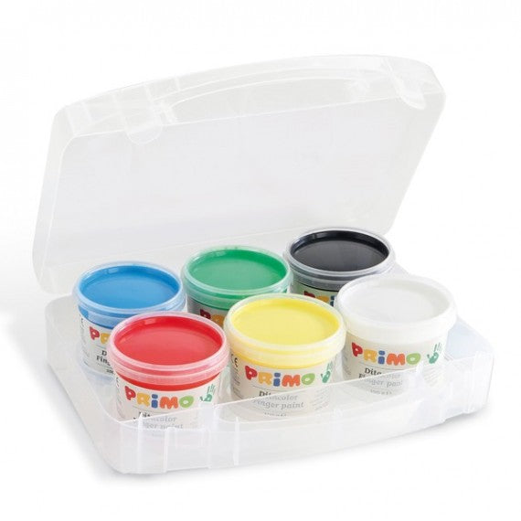 Ditacolor colori a dita - 100ml  - c/pennello - Primo - valigetta 6 colori