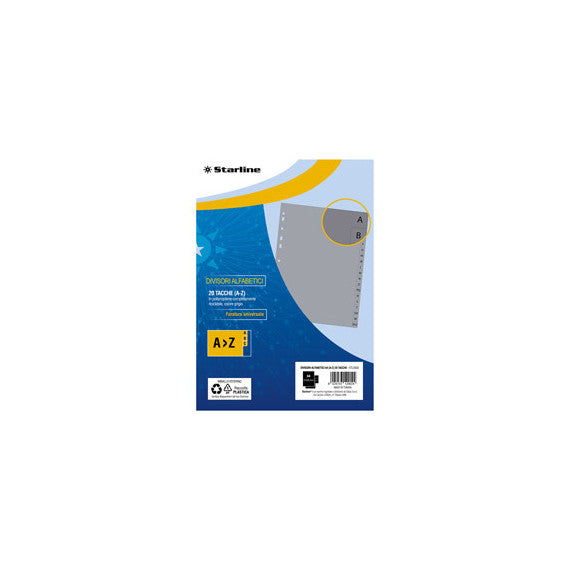 Divisori alfabetici 20 tacche - A4 - PP - grigio - Starline