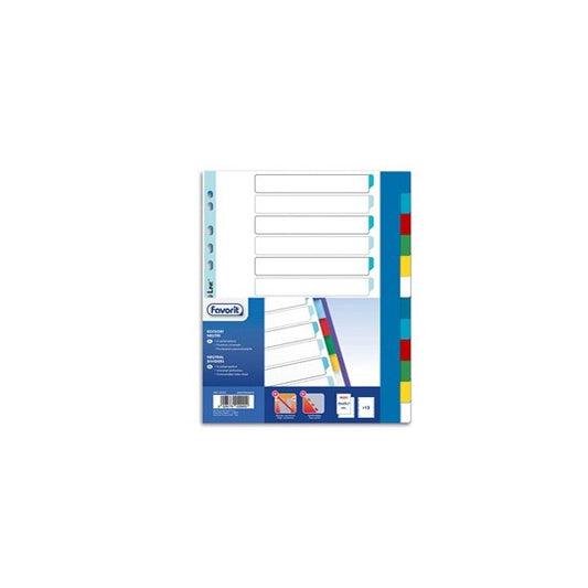 Divisori Neutri a 12  tacche - PP - A4 maxi - colori assortiti - Favorit