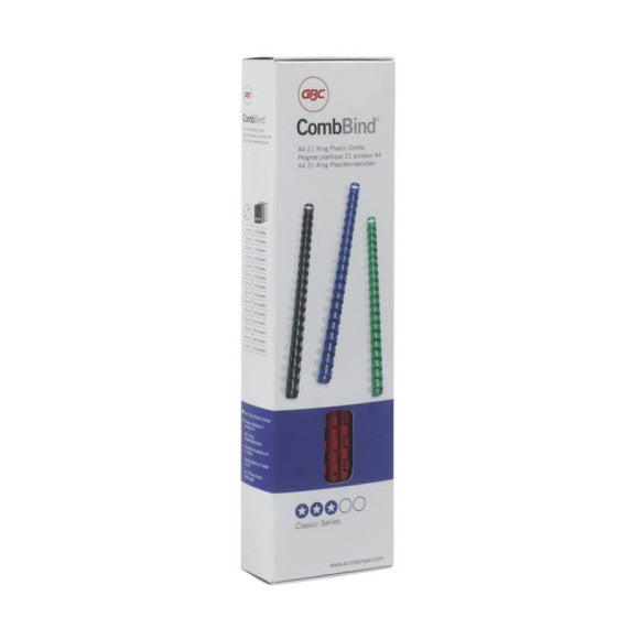 Dorsi plastici CombBind a 21 anelli - 6 mm A4 - fino a 25 fogli - conf da 100 dorsi GBC blu - 4028233