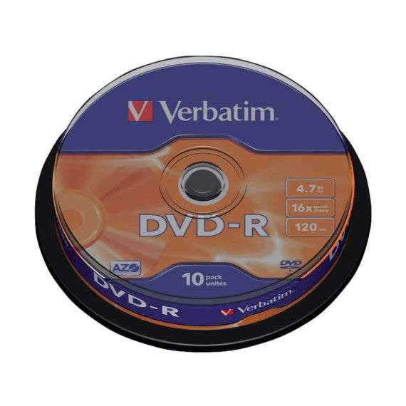 DVD-R Verbatim 16x 4.7 GB Spindle Case in confezione da 10 dvd - 43523