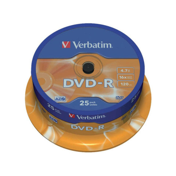 DVD-R Verbatim 16x 4.7 GB Spindle Case in confezione da 25 dvd - 43522
