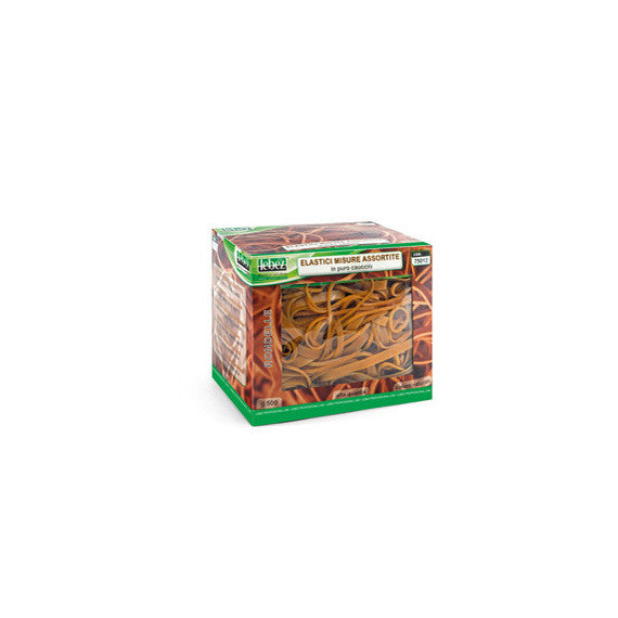 Elastici - misure assortite - 500 gr - caucciù - avana - Lebez
