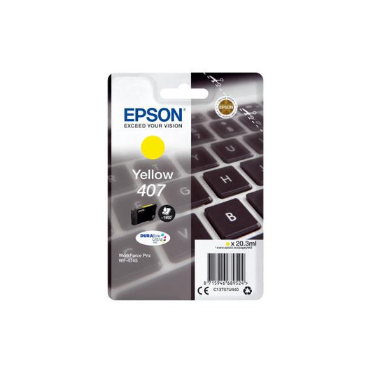 EPSON 407 GIALLA C13T07U440 CARTUCCIA ORIGINALE PER EPSON WorkForce Pro WF-4745 CAPACITA 20,3ml 1.900 PAGINE