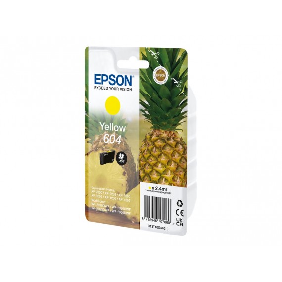EPSON 604 GIALLA ANANAS C13T10G44010 CARTUCCIA ORIGINALE PER EPSON XP 2200,3200,4200,WF 2910,2930,2950 T604 130 PAGINE