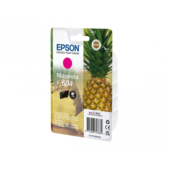 EPSON 604 MAGENTA ANANAS C13T10G34010 CARTUCCIA ORIGINALE PER EPSON XP 2200,3200,4200,WF 2910,2930,2950 T604 130 PAGINE