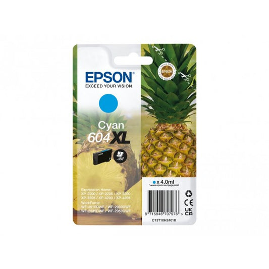 EPSON 604XL CIANO ANANAS C13T10H24010 CARTUCCIA ORIGINALE PER EPSON XP 2200,3200,4200,WF 2910,2930,2950 T604XL 350 PAGINE