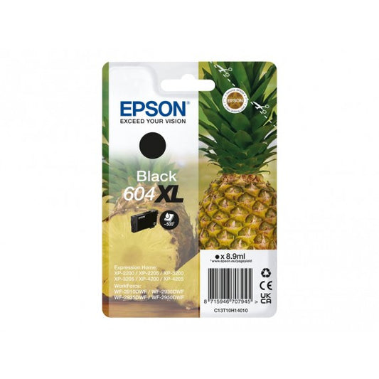 EPSON 604XL NERA ANANAS C13T10H14010 CARTUCCIA ORIGINALE PER EPSON XP 2200,3200,4200,WF 2910,2930,2950 T604XL 500 PAGINE