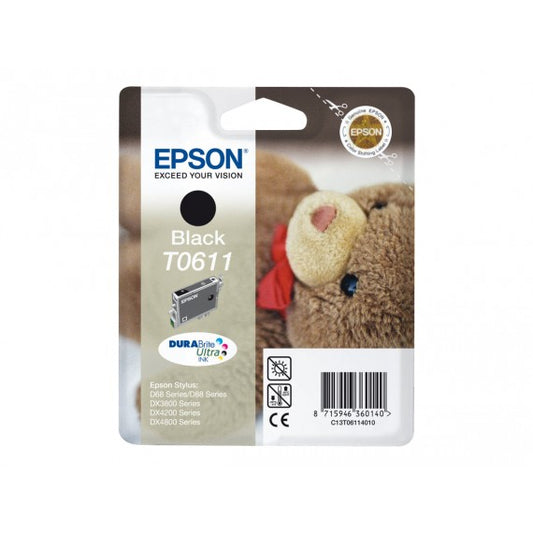 EPSON T0611 NERA C13T06114010 CARTUCCIA ORIGINALE PER EPSON Stylus D68,D88,DX3800,3850,4200,4800 C13T06114020 CAPACITA 8ML