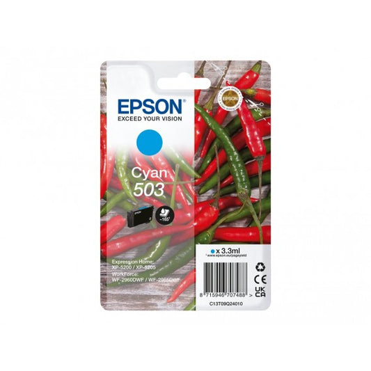 EPSON T503 CIANO C13T09Q24010 CARTUCCIA ORIGINALE PER EPSON EXPRESSION XP 5200,XP 5205, WORKFORCE WF 2960,WF 2965 165 PAGINE