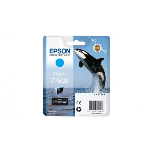 Epson T7602 ciano C13T76024010 cartuccia originale Orca per Epson SureColor SC-P600 capacità 25.9ml