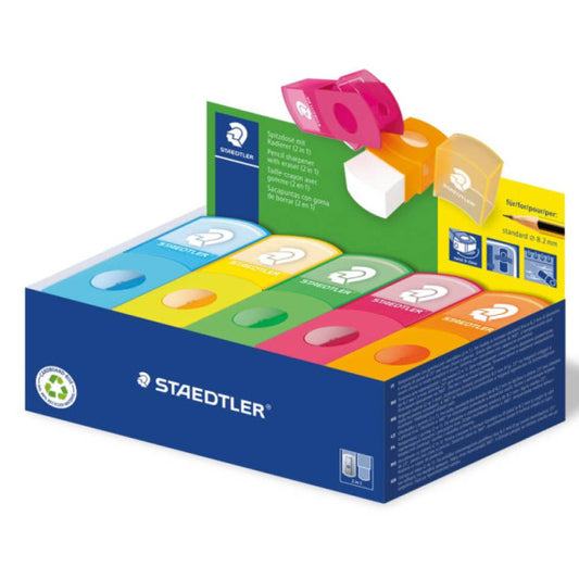 Espositore 10 temperamatite con gomma Staedtler - colori neon assortiti 511 SE