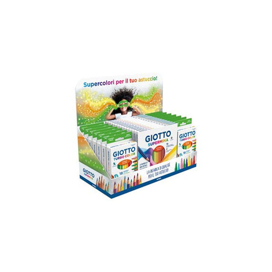Espositore 15 astucci Supermina + 14 astucci Turbo Color - Giotto