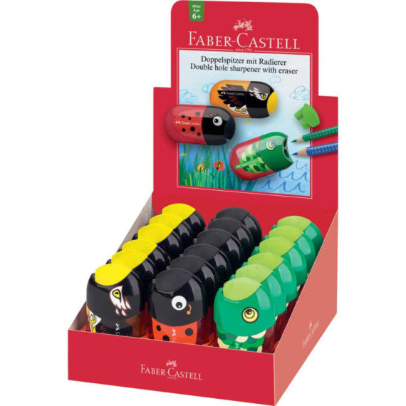 Espositore 18 temperamatite 2 fori Faber-Castell Animals assortiti - 183522