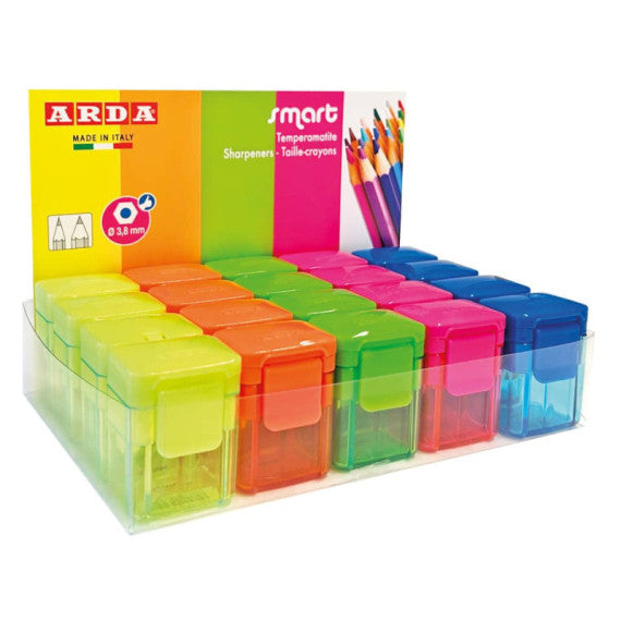 Espositore 20 temperamatite a 2 fori Arda Smart Fluo Colours assortiti TE804SC