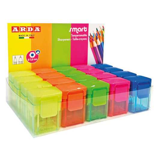 Espositore 20 temperamatite a 2 fori Arda Smart Fluo Colours assortiti TE804SC